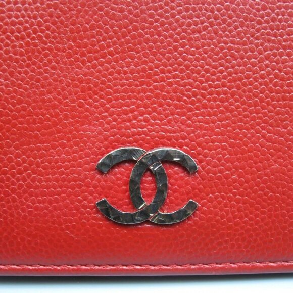 Vintage Chanel Red Caviar Leather Long Bag Wallet - Picture 9 of 16